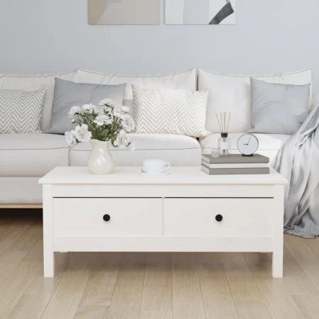 Mesa de centro de madera maciza de pino blanco 100x50x40 cm de vidaXL, Mesas de centro - Ref: Foro24-814605, Precio: 122,63 €...