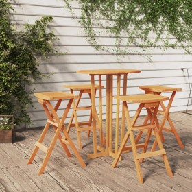 Folding high table and stools set, 5 pieces, made of solid teak wood. by vidaXL, Garden sets - Ref: Foro24-3100778, Price: 47...
