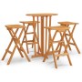 Folding high table and stools set, 5 pieces, made of solid teak wood. by vidaXL, Garden sets - Ref: Foro24-3100778, Price: 47...
