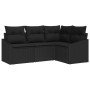 Conjunto de sofá de jardín 4 pcs Negro Poliratán