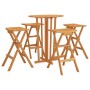 Folding high table and stools set, 5 pieces, made of solid teak wood. by vidaXL, Garden sets - Ref: Foro24-3100778, Price: 47...