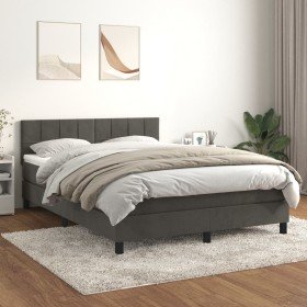 Cama box spring con colchón terciopelo gris oscuro 140x200 cm Cama box spring con colchón terciopelo gris oscuro 140x200 cm