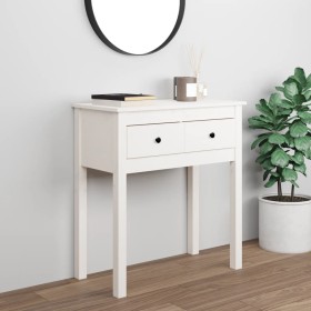Mesa consola de madera maciza de pino blanco 70x35x75 cm