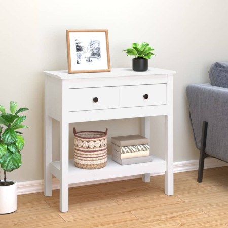 Solid white pine wood console table 75x35x75 cm by vidaXL, Side tables - Ref: Foro24-814620, Price: 110,23 €, Discount: %