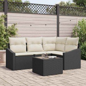 Conjunto de sofá de jardín 5 pcs Negro Poliratán Conjunto de sofá de jardín 5 pcs Negro Poliratán