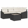 Conjunto de sofá de jardín 5 pcs Negro Poliratán