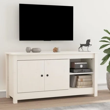 Massiver TV-Schrank aus weißem Kiefernholz, 103 x 36,5 x 52 cm von vidaXL, TV-Möbel - Ref: Foro24-814590, Preis: 90,35 €, Rab...
