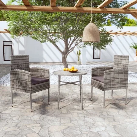 Anthrazitgraues 3-teiliges Garten-Essset aus synthetischem Rattan von vidaXL, Gartensets - Ref: Foro24-3098037, Preis: 117,99...