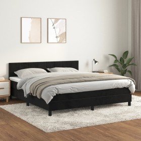 Cama box spring con colchón terciopelo negro 180x200 cm en Camas y somieres | Comprar online en Foro24