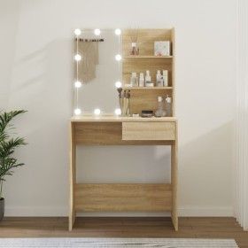 Tocador con LED color roble Sonoma 74,5x40x141 cm de vidaXL, Tocadores de baño - Ref: Foro24-808804, Precio: 86,22 €, Descuen...