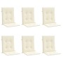 Cojín silla jardín respaldo bajo 6 uds tela Oxford crema