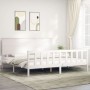 Weißer Massivholzbettrahmen mit Kopfteil 200x200 cm von vidaXL, Betten und Lattenroste - Ref: Foro24-3193422, Preis: 172,22 €...