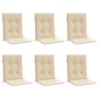 Cojín de silla de jardín respaldo bajo 6 uds tela Oxford beige