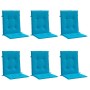Cojín silla jardín respaldo bajo 6 uds tela Oxford azul