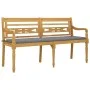 Batavia bench with gray cushion solid teak wood 150 cm by vidaXL, garden benches - Ref: Foro24-3100827, Price: 248,03 €, Disc...