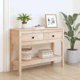 Solid pine wood console table 100x35x75 cm by vidaXL, Side tables - Ref: Foro24-814624, Price: 94,31 €, Discount: %