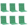 Cojín silla jardín respaldo bajo 6 uds tela Oxford verde