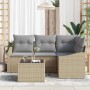 Conjunto de sofá de jardín 5 pcs Beige Poliratán