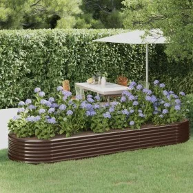 Brown powder coated steel flower bed planter 322x100x36cm by vidaXL, Pots and planters - Ref: Foro24-319000, Price: 63,22 €, ...