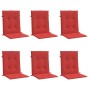Cojín silla jardín respaldo bajo 6 uds tela Oxford rojo