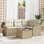 Conjunto de sofá de jardín 5 pcs Beige Poliratán