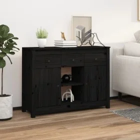 Sideboard aus massivem schwarzem Kiefernholz, 100 x 35 x 74,5 cm von vidaXL, Sideboards - Ref: Foro24-814553, Preis: 135,44 €...