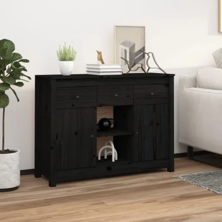 Sideboard aus massivem schwarzem Kiefernholz, 100 x 35 x 74,5 cm von vidaXL, Sideboards - Ref: Foro24-814553, Preis: 135,44 €...