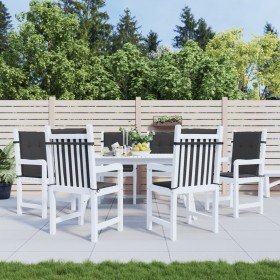 Cojín de silla de jardín respaldo bajo 6 uds tela Oxford negro Cojín de silla de jardín respaldo bajo 6 uds tela Oxford negro
