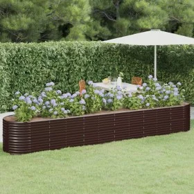 Brown powder coated steel flower bed planter 440x80x68 cm by vidaXL, Pots and planters - Ref: Foro24-318970, Price: 126,93 €,...