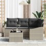 Conjunto de sofá de jardín 5 pcs Gris claro Poliratán