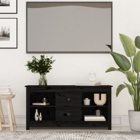 Massiver TV-Schrank aus schwarzem Kiefernholz, 103 x 36,5 x 52 cm von vidaXL, TV-Möbel - Ref: Foro24-814573, Preis: 77,92 €, ...