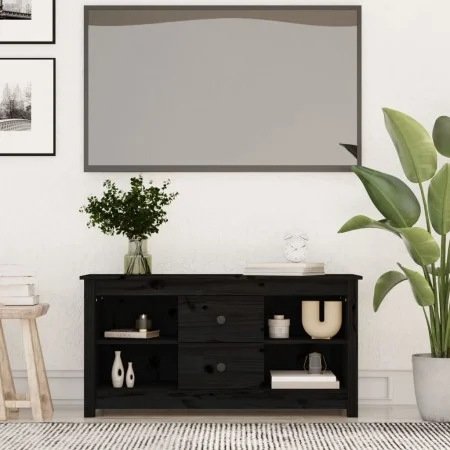 Massiver TV-Schrank aus schwarzem Kiefernholz, 103 x 36,5 x 52 cm von vidaXL, TV-Möbel - Ref: Foro24-814573, Preis: 77,92 €, ...