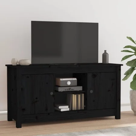 Solid black pine wood TV stand 103x36.5x52 cm by vidaXL, TV Furniture - Ref: Foro24-814588, Price: 108,32 €, Discount: %