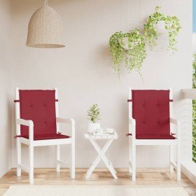Cojín silla jardín respaldo bajo 2 uds tela Oxford rojo tinto Cojín silla jardín respaldo bajo 2 uds tela Oxford rojo tinto