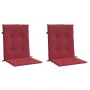 Cojín silla jardín respaldo bajo 2 uds tela Oxford rojo tinto