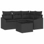 Conjunto de sofá de jardín 5 pcs Negro Poliratán
