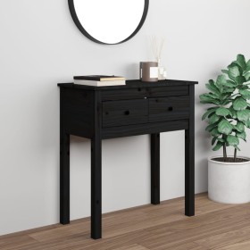 Mesa consola de madera maciza de pino negro 70x35x75 cm