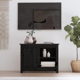 TV-Ständer aus massivem Kiefernholz schwarz 70x36,5x52 cm von vidaXL, TV-Möbel - Ref: Foro24-814583, Preis: 84,22 €, Rabatt: %