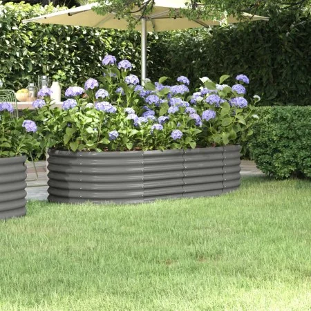 Blumenbeet-Pflanzgefäß aus grau pulverbeschichtetem Stahl, 152 x 80 x 36 cm von vidaXL, Töpfe und Pflanzgefäße - Ref: Foro24-...