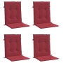 Cojín silla jardín respaldo bajo 4 uds tela Oxford rojo tinto