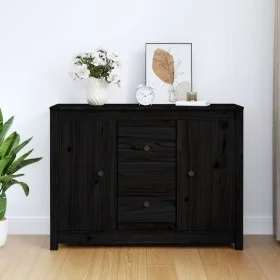 Sideboard aus massivem schwarzem Kiefernholz, 100 x 35 x 74 cm von vidaXL, Sideboards - Ref: Foro24-814568, Preis: 138,82 €, ...