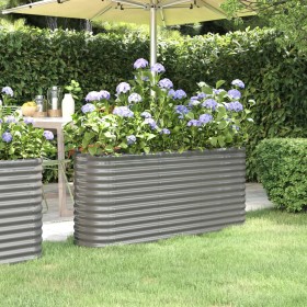 Gray powder coated steel flower bed planter 152x40x68 cm by vidaXL, Pots and planters - Ref: Foro24-318894, Price: 60,50 €, D...
