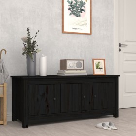 Mueble zapatero de madera maciza de pino negro 110x38x45,5 cm