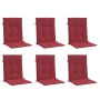 Cojín silla jardín respaldo bajo 6 uds tela Oxford rojo tinto