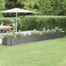 Gray powder coated steel flower bed planter 440x80x36 cm by vidaXL, Pots and planters - Ref: Foro24-318934, Price: 75,42 €, D...