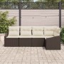Conjunto de sofá de jardín 5 pcs Marrón Poliratán