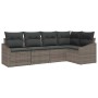 Conjunto de sofá de jardín 5 pcs Gris Poliratán