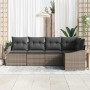 Conjunto de sofá de jardín 5 pcs Gris Poliratán