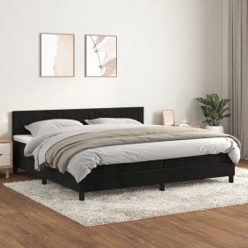 Cama box spring con colchón terciopelo negro 200x200 cm Cama box spring con colchón terciopelo negro 200x200 cm