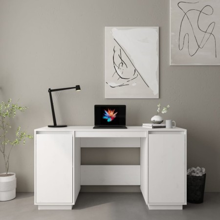 Schreibtisch aus massivem weißem Kiefernholz, 140 x 50 x 75 cm von vidaXL, Schreibtische - Ref: Foro24-814325, Preis: 160,95 ...